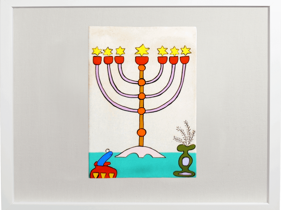 ceramic-paintings-jewish-art-torah-ark-menorah-jerusalem